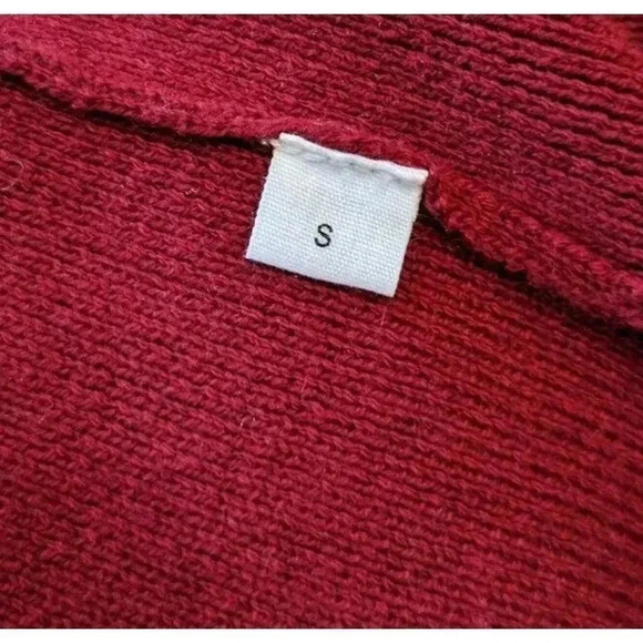 Naadam Burgundy Red Ribbed V Neck Collared Midi Dress Size Small Long Sleeve - Picture 8 of 8